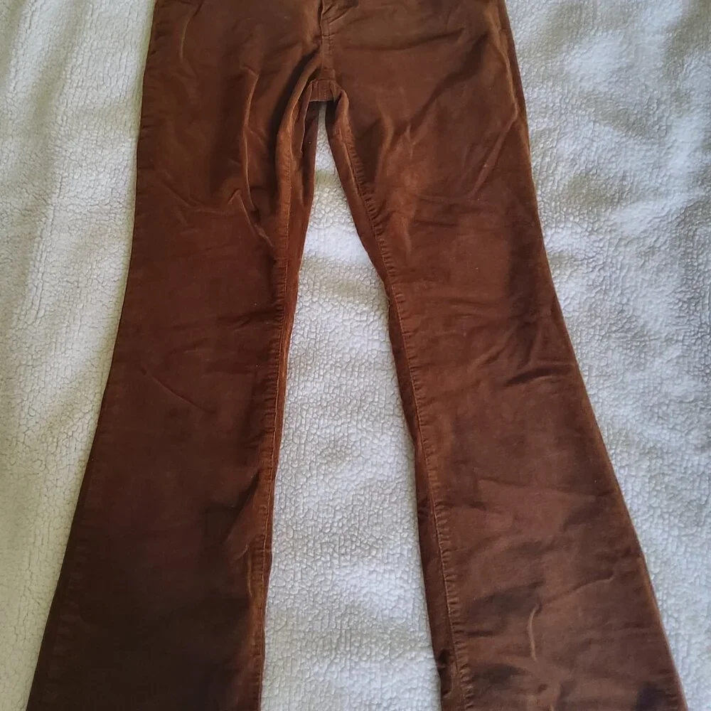 Talbots Mustard Gold Corduroy Wide Leg Flare Pants Vintage Style EUC